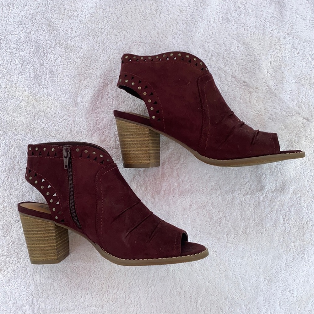 Sonoma burgundy open toed booties size 9 - Picture 3 of 10